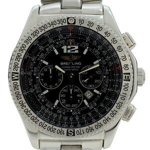 Breitling Men's 43mm B-2 Automatic Black Dial Chronograph SS Watch- Ref: A42362!